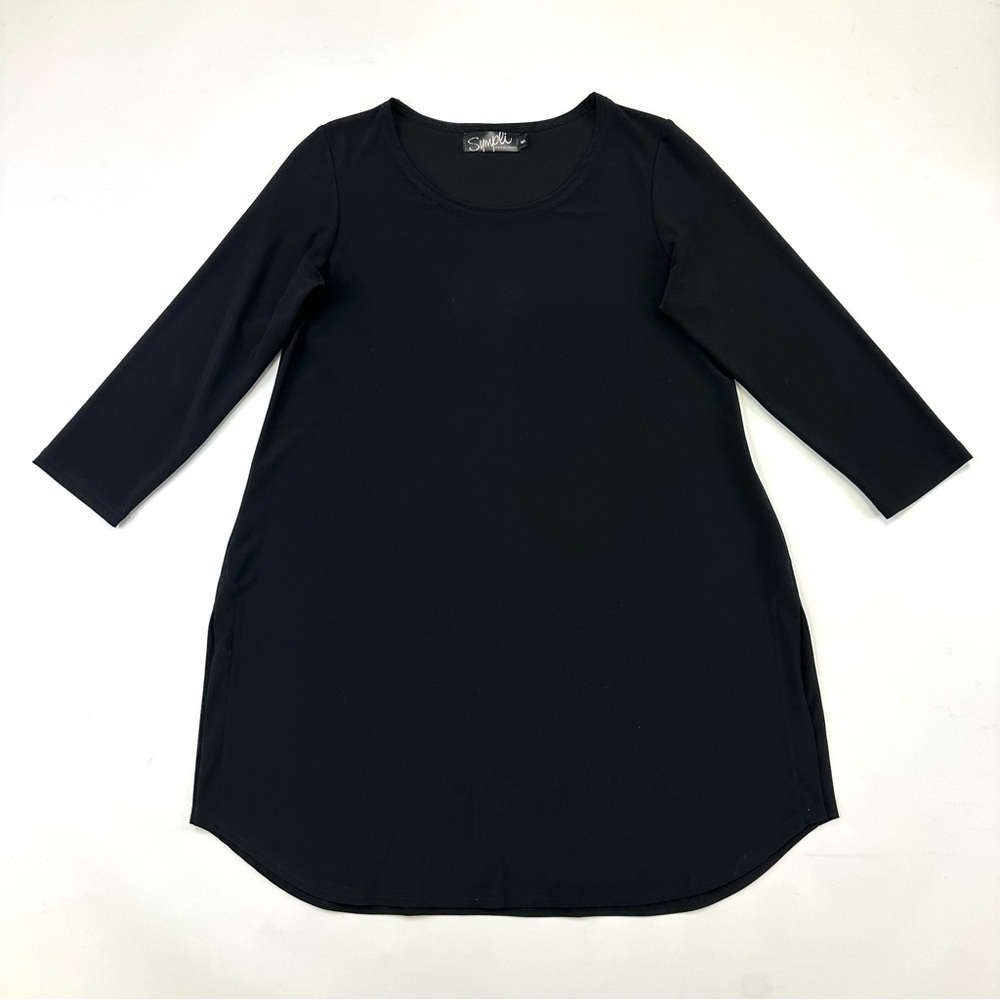 Sympli round neck tunic top Size 6 three quarter sleeves scoop neck Minimalist